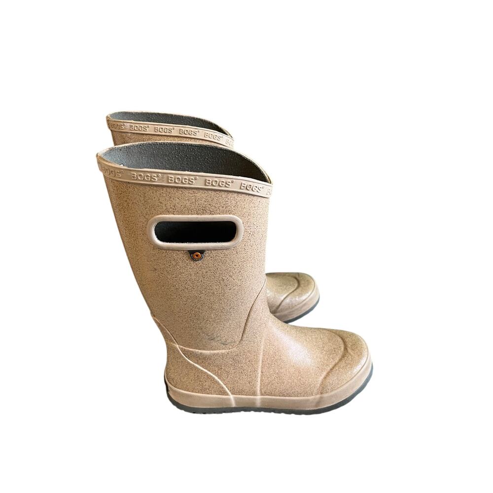 Bogs Pull-On Kids Rain Boot in Glitter Rose Gold